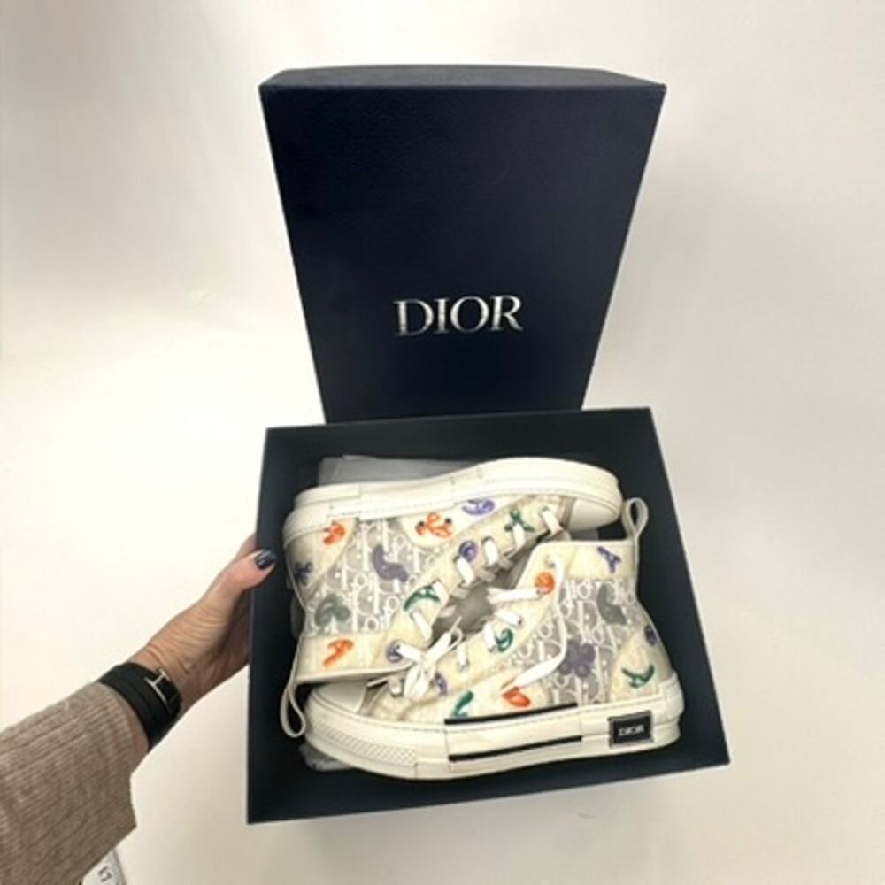 Men's Dior x Kenny Scharf Technical Oblique Patch B23 High Top Sneakers Size 46